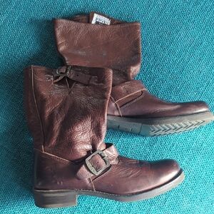 Frye Brown Leather Combat Boots